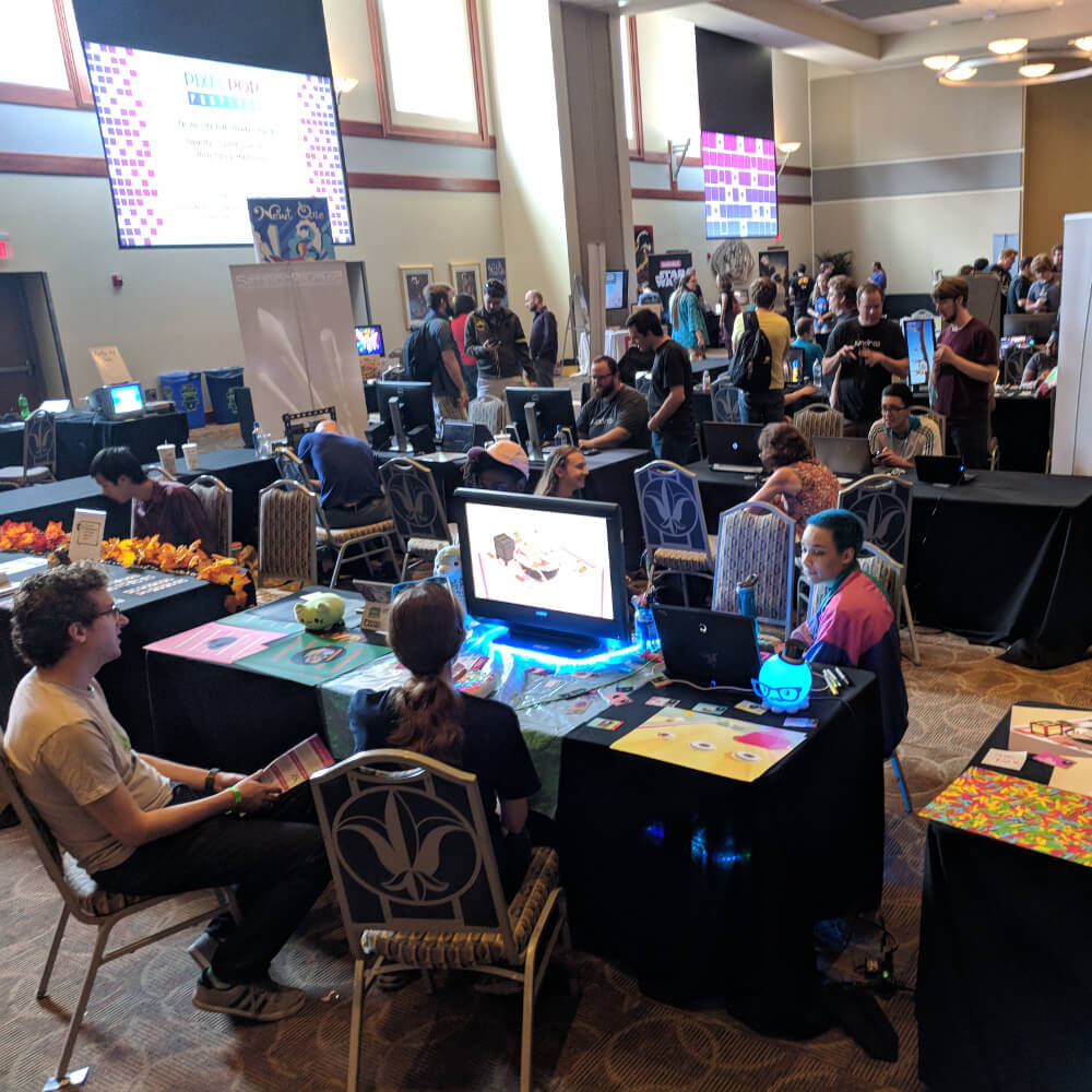 Attendees on the show floor at PixelPop Festival 2018.